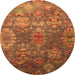 Round Oriental Orange Industrial Rug, urb2429org