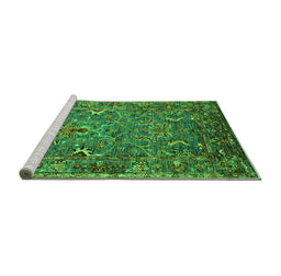 Sideview of Machine Washable Oriental Green Industrial Area Rugs, wshurb2430grn