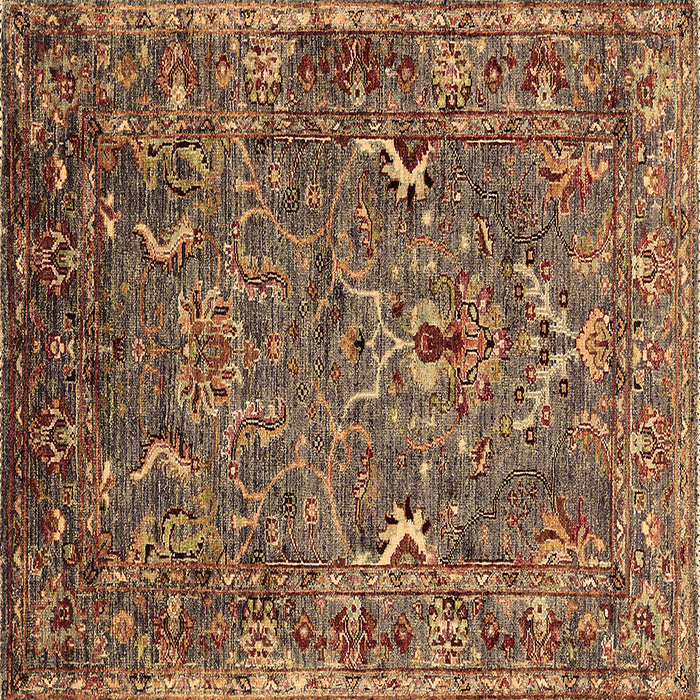 Square Machine Washable Oriental Brown Industrial Rug, wshurb2430brn