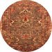 Round Oriental Orange Industrial Rug, urb2430org