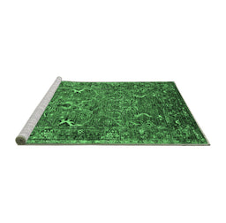 Sideview of Machine Washable Oriental Emerald Green Industrial Area Rugs, wshurb2430emgrn