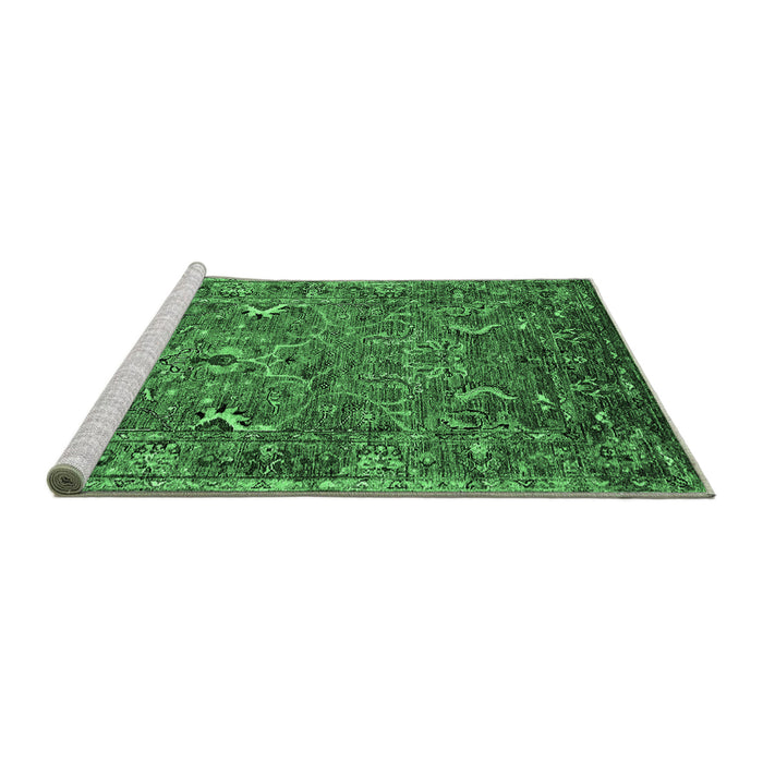 Sideview of Machine Washable Oriental Emerald Green Industrial Area Rugs, wshurb2430emgrn