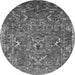 Round Machine Washable Oriental Gray Industrial Rug, wshurb2430gry