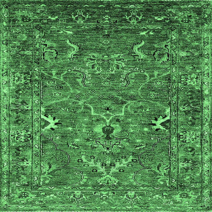 Square Oriental Emerald Green Industrial Rug, urb2430emgrn