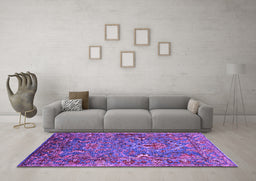 Machine Washable Oriental Purple Industrial Area Rugs in a Living Room, wshurb2430pur