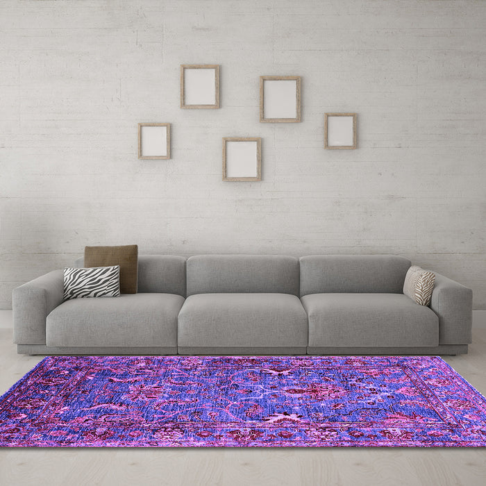 Machine Washable Oriental Purple Industrial Area Rugs in a Living Room, wshurb2430pur
