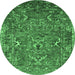 Round Oriental Emerald Green Industrial Rug, urb2430emgrn