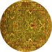 Round Oriental Yellow Industrial Rug, urb2430yw