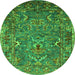 Round Oriental Green Industrial Rug, urb2430grn