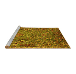 Sideview of Machine Washable Oriental Yellow Industrial Rug, wshurb2430yw