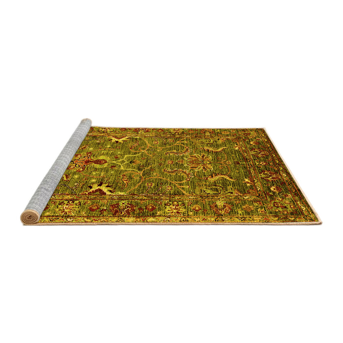 Sideview of Machine Washable Oriental Yellow Industrial Rug, wshurb2430yw