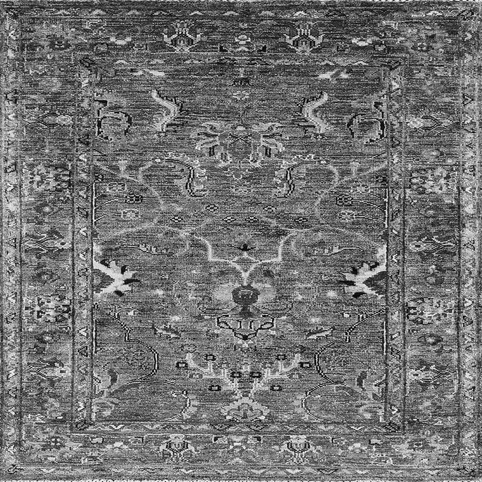 Square Machine Washable Oriental Gray Industrial Rug, wshurb2430gry
