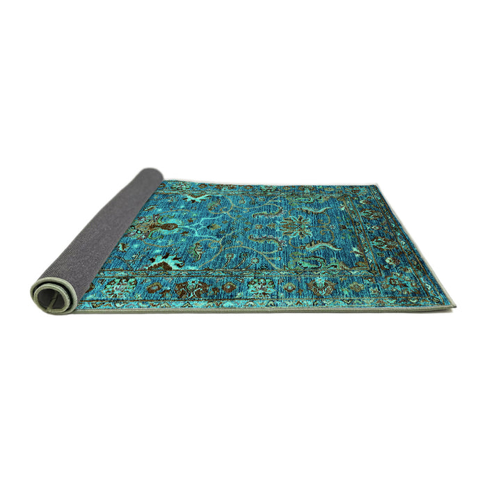 Sideview of Oriental Turquoise Industrial Rug, urb2430turq