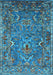 Machine Washable Oriental Light Blue Industrial Rug, wshurb2430lblu