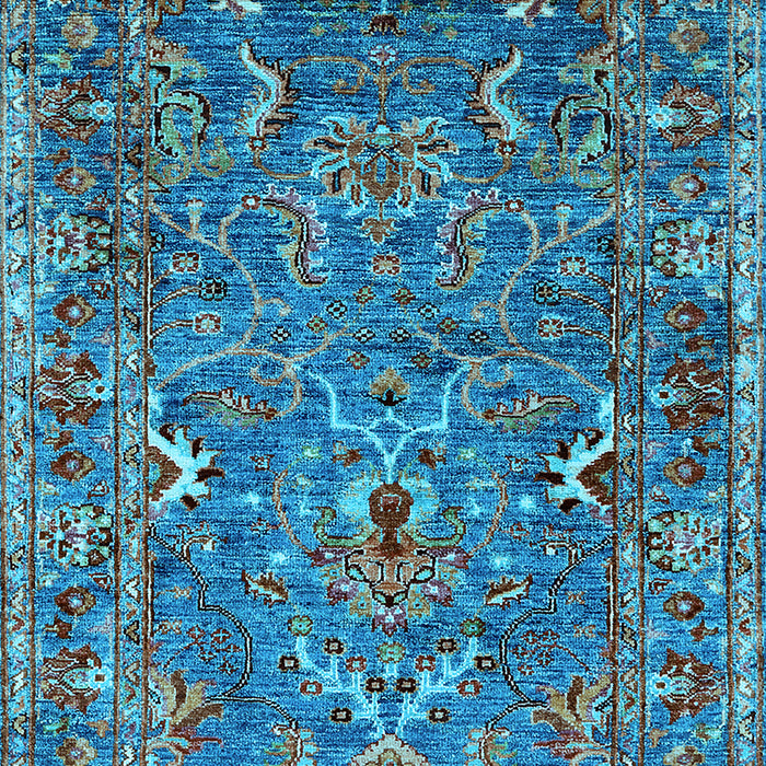 Machine Washable Oriental Light Blue Industrial Rug, wshurb2430lblu