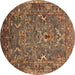 Round Oriental Brown Industrial Rug, urb2430brn