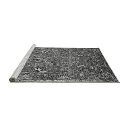 Sideview of Machine Washable Oriental Gray Industrial Rug, wshurb2430gry