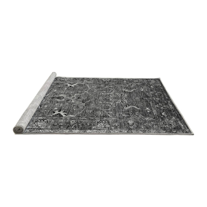 Sideview of Machine Washable Oriental Gray Industrial Rug, wshurb2430gry