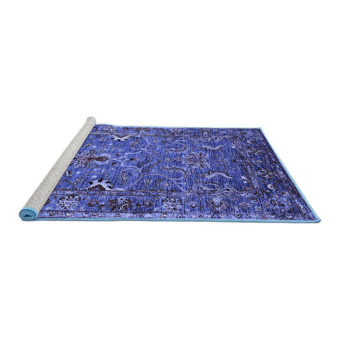Sideview of Machine Washable Oriental Blue Industrial Rug, wshurb2430blu