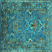 Square Oriental Turquoise Industrial Rug, urb2430turq