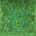 Square Machine Washable Oriental Green Industrial Area Rugs, wshurb2430grn