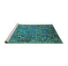 Sideview of Machine Washable Oriental Turquoise Industrial Area Rugs, wshurb2430turq