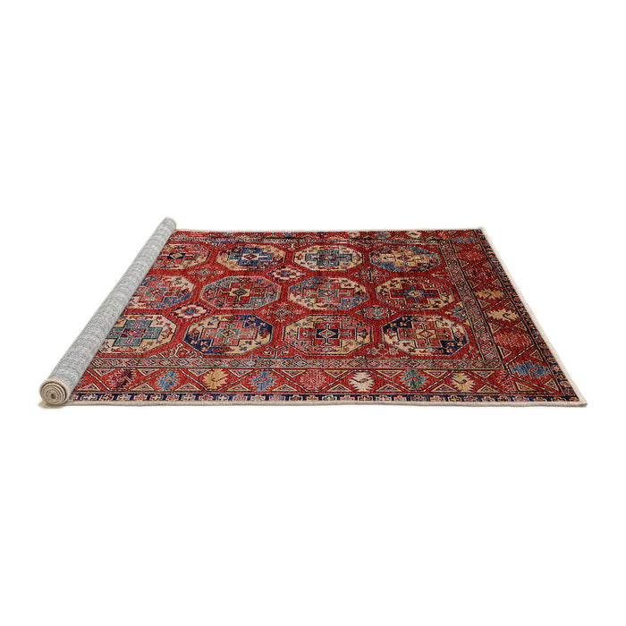 Sideview of Machine Washable Industrial Modern Tomato Red Rug, wshurb2431