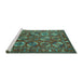 Sideview of Machine Washable Oriental Turquoise Industrial Area Rugs, wshurb2431turq