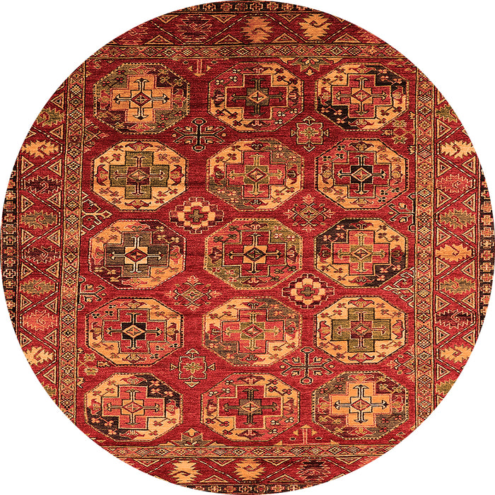 Round Machine Washable Oriental Orange Industrial Area Rugs, wshurb2431org