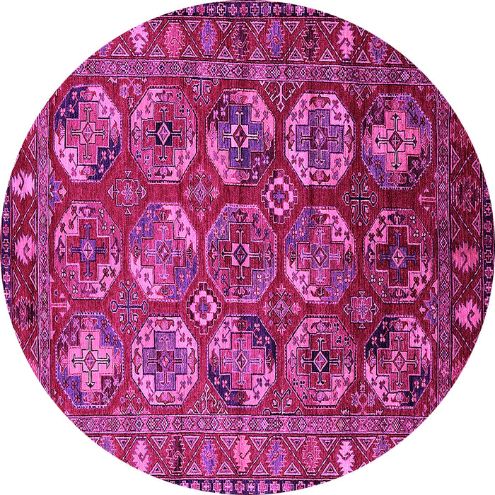 Round Oriental Pink Industrial Rug, urb2431pnk