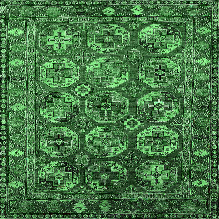 Square Oriental Emerald Green Industrial Rug, urb2431emgrn