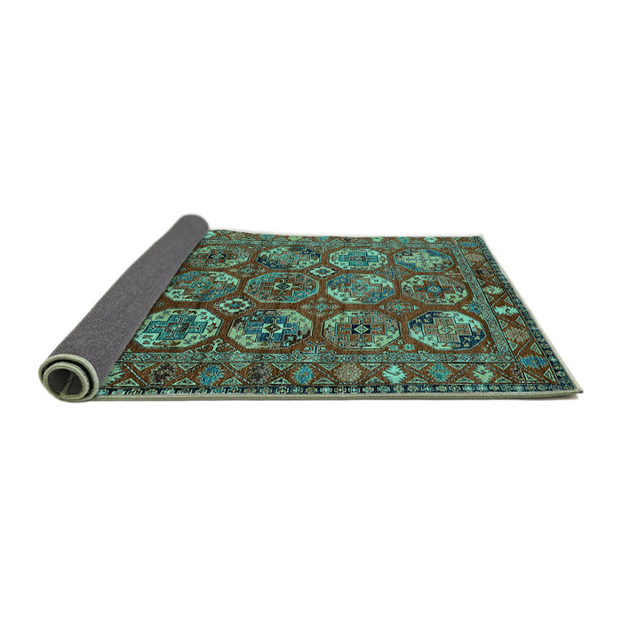 Sideview of Oriental Turquoise Industrial Rug, urb2431turq