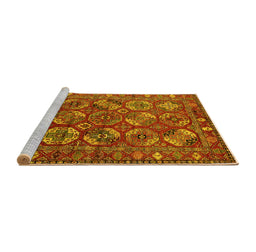 Sideview of Machine Washable Oriental Yellow Industrial Rug, wshurb2431yw