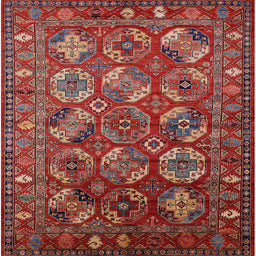 Square Mid-Century Modern Red Oriental Rug, urb2431
