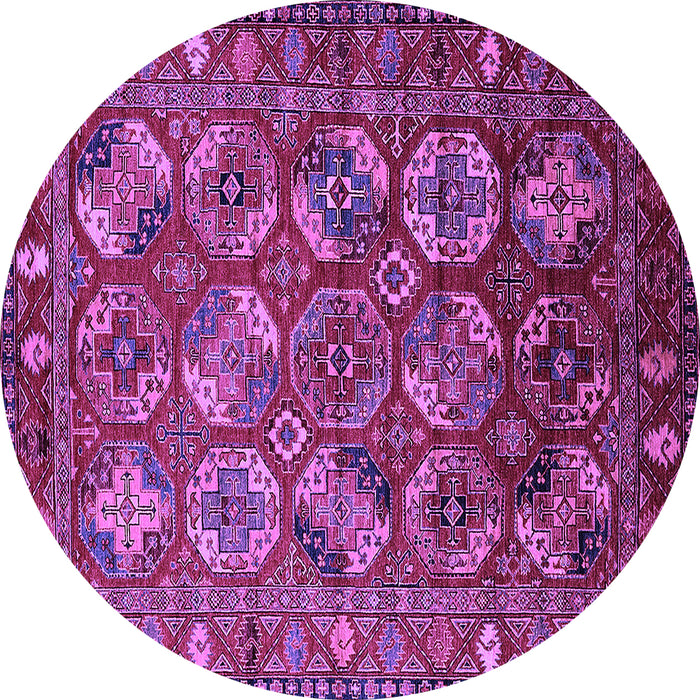 Round Machine Washable Oriental Purple Industrial Area Rugs, wshurb2431pur