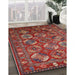 Mid-Century Modern Red Oriental Rug in Family Room, urb2431