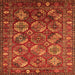 Square Machine Washable Oriental Orange Industrial Area Rugs, wshurb2431org