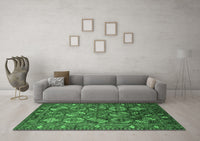 Machine Washable Oriental Emerald Green Industrial Rug, wshurb2431emgrn