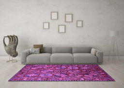 Machine Washable Oriental Purple Industrial Area Rugs in a Living Room, wshurb2431pur