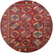 Round Mid-Century Modern Red Oriental Rug, urb2431