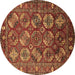 Round Oriental Brown Industrial Rug, urb2431brn