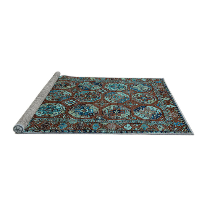 Sideview of Machine Washable Oriental Light Blue Industrial Rug, wshurb2431lblu