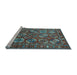 Sideview of Machine Washable Oriental Light Blue Industrial Rug, wshurb2431lblu