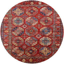 Round Machine Washable Industrial Modern Tomato Red Rug, wshurb2431