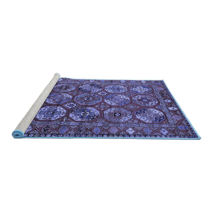 Sideview of Machine Washable Oriental Blue Industrial Rug, wshurb2431blu