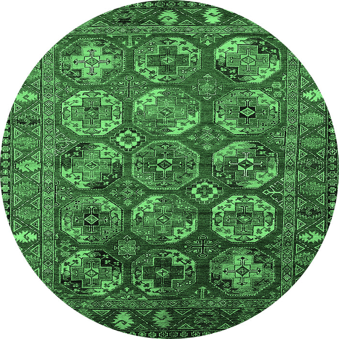 Round Oriental Emerald Green Industrial Rug, urb2431emgrn