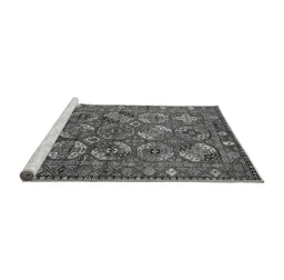 Sideview of Machine Washable Oriental Gray Industrial Rug, wshurb2431gry