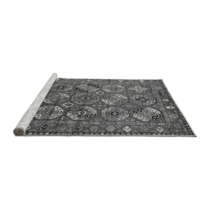 Sideview of Machine Washable Oriental Gray Industrial Rug, wshurb2431gry