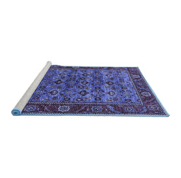 Sideview of Machine Washable Oriental Blue Industrial Rug, wshurb2432blu