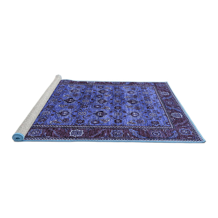 Sideview of Machine Washable Oriental Blue Industrial Rug, wshurb2432blu